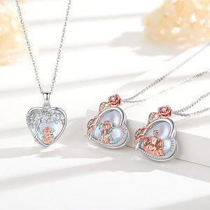 Collar con Colgante de Corazón de Piedra Lunar Merryshine para Mamá y 2 Hijas, Joyería para el Día de la Madre, Circonita Cúbica, Chapado en Oro Rosa sobre Latón - Product Image 5