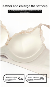 Soutien-gorge push-up d'été en dentelle douce sans fil pour femmes avec petit effet d'amélioration et d'agrandissement de la poitrine Motif solide Couleur de peau - Product Image 3