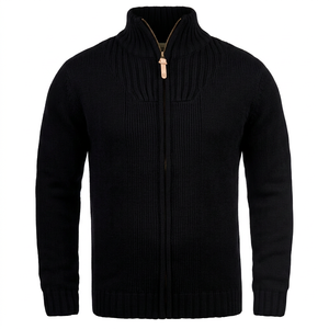 <b>Men's</b> Wool <b>Full</b> <b>Zip</b> Turtleneck <b>Cardigan</b> Solid Color Thick Knit Anti-Pilling Winter Outerwear Regular Sleeve - Product Image 1