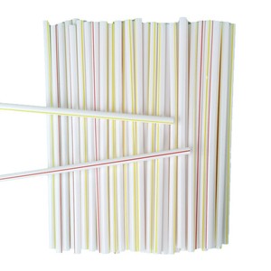 Disposable <b>Paper</b> Straws <b>Red</b> And Yellow Stripes 200mm X 6mm For Party Beverage Use - Product Image 1