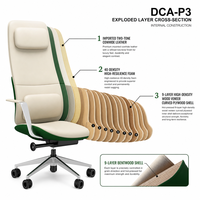 Chaise de bureau de direction ergonomique à dossier haut en cuir, pivotante, réglable en hauteur, avec support lombaire et appui-tête pour bureau de direction