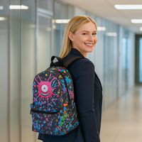 Sac à dos pour ordinateur portable en polyester éco-responsable avec fermeture éclair, grande capacité, design unisexe pour l'école et le camping - Maquette gratuite, faible MOQ