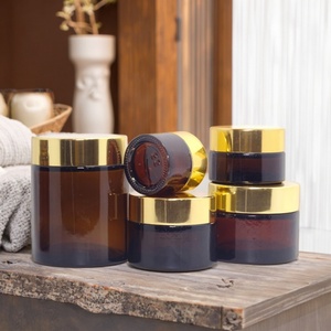 Pot en verre ambré de 30g (1 oz) avec couvercle noir pour cosmétiques, soins de la peau, beurre corporel et crèmes - Product Image 2