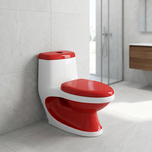 WC monobloc en céramique de designer chinois, à siphon, coloré, avec bordure dorée, à poser au sol, toilette moderne - Product Image 5