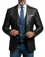 Veste en jean matelassée en peau de mouton noire pour homme 2026 – Manteau de créateur élégant, moderne et tendance en polaire, idéal pour une tenue formelle de luxe