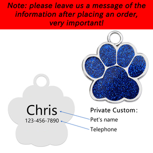 Targhette per cani personalizzate personalizzate targhette per cani incise nome dell'animale domestico collare Tag pendente accessori per animali domestici ciondolo Glitter zampa - Product Image 3