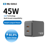 Chargeur rapide universel GaN 45W et adaptateur pour ordinateur portable et téléphones mobiles, port Type-C, design pliable, respectueux de l'environnement