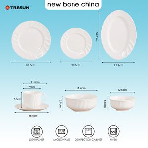 Juego de Platos de Cerámica Blancos con Forma Floral, Relieve Blanco para Bodas y Fiestas, Platos de Cena de Cerámica con Borde Simple - Product Image 6