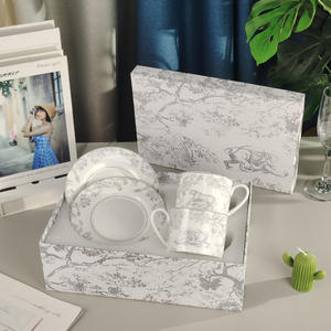 Juego de 2 Tazas y Platos de Porcelana Gris Nórdica de Primera Calidad, Más Vendido - Product Image 2