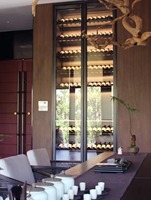 Armoire à vin personnalisée en bois massif et acier inoxydable avec double couche de verre trempé, meubles pour la maison