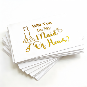 Cartes d'invitation de demoiselle d'honneur personnalisées avec estampage à chaud doré de qualité supérieure, cartes de demande de mariage personnalisées avec votre logo - Product Image 2