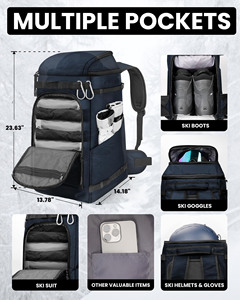 Free sample Large Capacity <b>Waterproof</b> <b>Backpack</b> for Skiing Featuring Polyester Lining and Zipper Closure Ski Boots Travel Luggage - Product Image 3