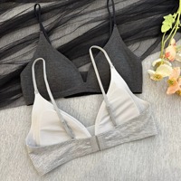 Französischer Triangel-BH mit tiefem V-Ausschnitt, mädchenhafte Unterwäsche ohne Bügel, geeignet für Frauen mit kleinen Brüsten und dünner Unterwäsche.