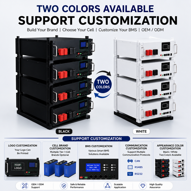 EU Stock 51.2V 100Ah 5.12kWh LiFePO4 Rack Mount Server Solar Energy Storage Battery Smart BMS CAN RS485 OEM All-In-One 5-32kW