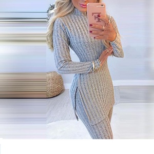 Delle donne di Autunno A Due Pezzi Sudore Ufficio Suits Maglia Con Spacco Lungo Set di Eleganti - Product Image 2