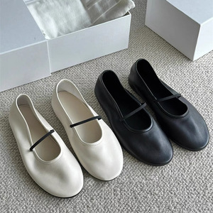 Zapatos <span class=keywords><strong>de</strong></span> <span class=keywords><strong>ballet</strong></span> personalizados para damas, Punta cerrada redonda, informales, <span class=keywords><strong>de</strong></span> cuero, Mary Jane, zapatos <span class=keywords><strong>de</strong></span> tacón bajo suaves para mujer, zapatos planos - Product Image 4