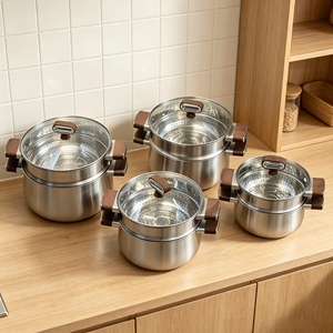 Olla de Cocina FLEY de <span class=keywords><strong>Acero</strong></span> <span class=keywords><strong>Inoxidable</strong></span> 304 Grueso, Multiusos, para Sopa, Guisos y Vapor, Apta para Lavavajillas y Todas las Estufas - Product Image 1