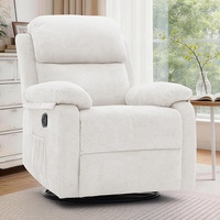 Fauteuil inclinable pivotant à 360° en tissu chenille rembourré marron pour adultes, idéal pour les petits espaces, avec poches latérales