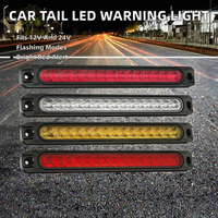 Feu arrière/latéral Haile pour voiture, bande LED 15 LED 12V/24V pour camion, bateau, camping-car - Signal d'avertissement clignotant rouge 9W