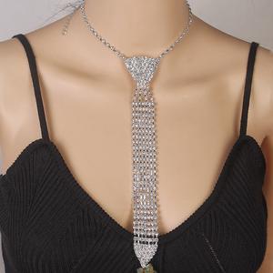 ファッションフルクリスタルダイヤモンドネクタイネックレス女性用ラインストーンタイチョーカーウェディングジュエリーアクセサリー - Product Image 1