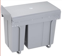 Poubelle de cuisine coulissante en ABS à double compartiment avec fermeture douce pour sous-évier
