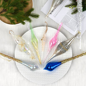 उच्च गुणवत्ता 20-30 सेमी हस्तनिर्मित ग्लास रंग बर्फ बार क्रिसमस सजावट लकड़ी के दृश्य लेआउट फ्लैट के लिए लटका हुआ - Product Image 2