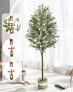 Arbre d'olivier artificiel en plastique de 1,80 m avec panier, résistant à la poussière, fruits et feuilles réalistes, idéal pour la décoration de la maison, du bureau ou de mariage - Product Image 2