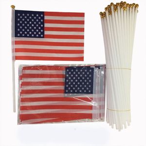Drapeau américain 10*15cm à manivelle, personnalisé en polyester, pour agiter à la main, avec techniques d'impression numérique - Product Image 4