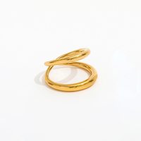 Bague Double couche en or massif 18K, bijou haut de gamme, en acier inoxydable, plaqué or, Simple et tendance, offre spéciale