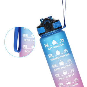 梯度运动1000毫升水瓶，带刻度透明塑料水杯，带绳索涂层风格，适合返校 - Product Image 4