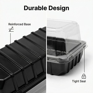 Rechteckiger Lebensmittelechter PET/HIPS Kunststoffbehälter für Brot Gebäck Dessert Kuchen Blisterverpackung (Anpassbar) - Product Image 3