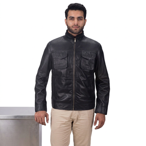 <b>Men's</b> PU Leather Jacket Slim Fit Winter Autumn <b>Coat</b> Zipper Closure <b>Long</b> Sleeve Fashionable BikerJacket - Product Image 1