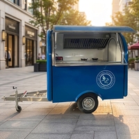 Promotion Usine Dream Fly PST-FN10 Remorque Food Truck Non Motorisée en Acier Inoxydable Bleu Marine à 3 Roues Style Traction