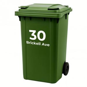 Autocollants numérotés pour poubelles - Décalcomanies personnalisées en vinyle pour adresse, étiquettes imperméables pour poubelles, cadeau de déménagement - Product Image 1