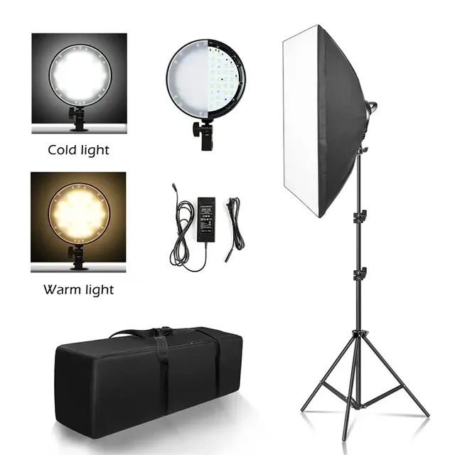 Photography 50X70 LED Lamp Softbox Lighting Kit Two Color Soft Box Continuous Light System Accessories for Photographic Camera