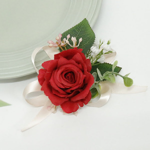 Oggetti artificiali per decorazione da sposa da polso corpetto fiori da polso fiore rosa perla Boutonniere regalo per il ballo di fine anno - Product Image 4