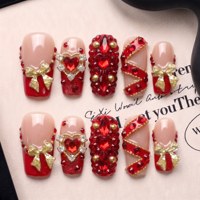 Uñas Acrílicas Hechas a Mano con Curva 3D de 2.5 Cuadrados, Fáciles de Usar para Principiantes, Uñas Postizas de Cobertura Completa PMMA Reutilizables, 10 Piezas