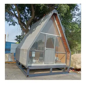 Easy assembled sandwich board A frame modular steel structure cheap wholesale price prefab tiny house furnished with slope roof