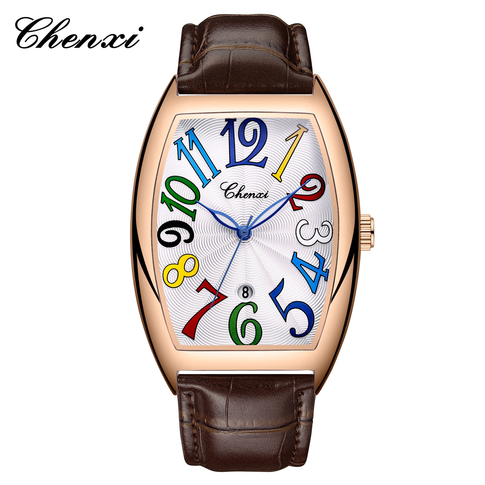 CHENXI Mens Watches Luminous Hands Curved Glass Date Business Leather Strap  Quartz Male Boy Gift Clock Relogio Masculino Relojes