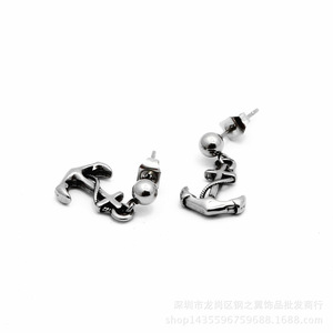 Pendientes colgantes con forma de ancla de yunnique, pendientes de acero de titanio, joyería de moda para mujer - Product Image 3