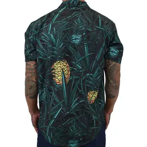 ผ้าฝ้าย100% ที่กำหนดเองพิมพ์เสื้อรีสอร์ทสหรัฐอเมริกาขนาดชายหาดสวมเสื้อฮาวาย