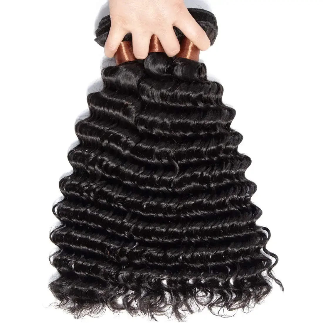 RU yeni moda derin dalga doğal siyah renk 100% insan saçı 12 ila 32 inç el yapımı demetleri kadın saç uzatma