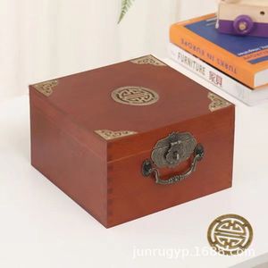 Camphor Wood Jewelry <b>Box</b> Square 24cmx32cmx11cm <b>Lockable</b> Retro Chinese Style Storage <b>Box</b> For Jewelry And Documents - Product Image 3
