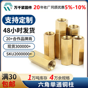 Wanqian Fasteners M3 Double-threaded Hex Copper Stud Metric Threaded Both Ends General Industry Use - Product Image 5
