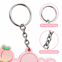 Schattig roze perzik rubberen karabijnhaak sleutelhanger 3D fruit letter hanger tas charme duurzaam voor meisjes schooltas cadeau