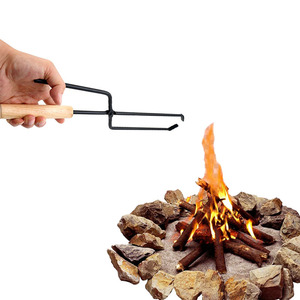 Fireplace Tools <strong>Set</strong> 5 Pieces Wrought Iron Fireset <strong>Fire</strong> Pit <strong>Poker</strong> Wood Stove Log Tongs Holder Fireplace Tool <strong>Set</strong> Black - Product Image 6