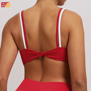 Sujetador deportivo Allure Body para mujer, rojo, con tirantes cruzados en la espalda, transpirable, para fitness, entrenamiento y ropa deportiva. - Product Image 1