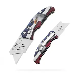 Neues Design Edelstahl Eagle Flag Muster 3D-Druck Papp schneider Papiers ch neider EDC Pocket Utility Knife