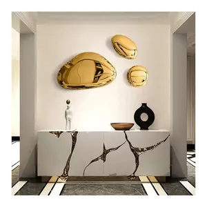 Di alta qualità su misura di ciottoli di Design moderno decorativo in metallo in acciaio inox arte specchio scultura decorazione appesa da parete