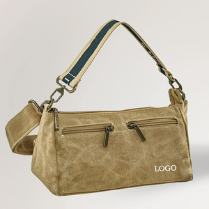 Sac bandoulière en toile vintage, petit sac fourre-tout avec fermeture éclair, sac fourre-tout pour femme, sac messager en toile durable - Product Image 1